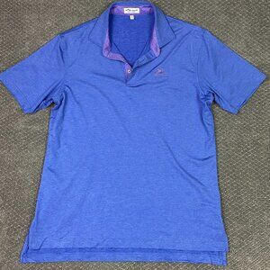 Peter Millar Polo Shirt Men's Medium Blue Purple Golf Performance Summer Comfort